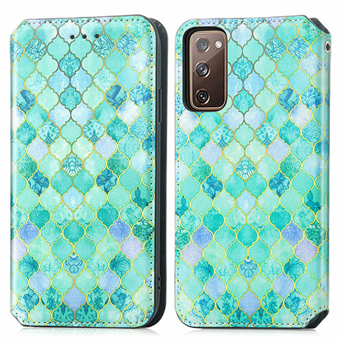 Funda de Cuero Cartera con Soporte Patron de Moda Carcasa S02D para Samsung Galaxy S20 FE 4G Verde