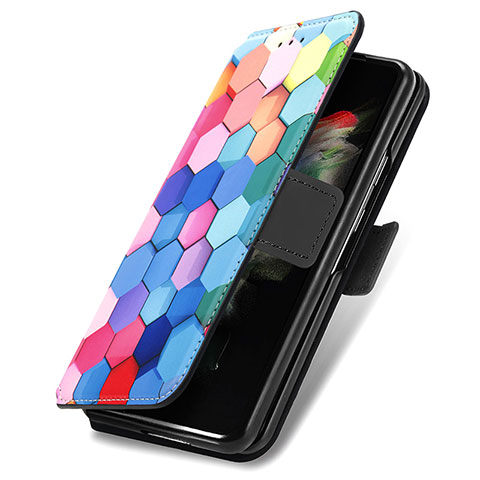 Funda de Cuero Cartera con Soporte Patron de Moda Carcasa S02D para Samsung Galaxy Z Fold3 5G Vistoso