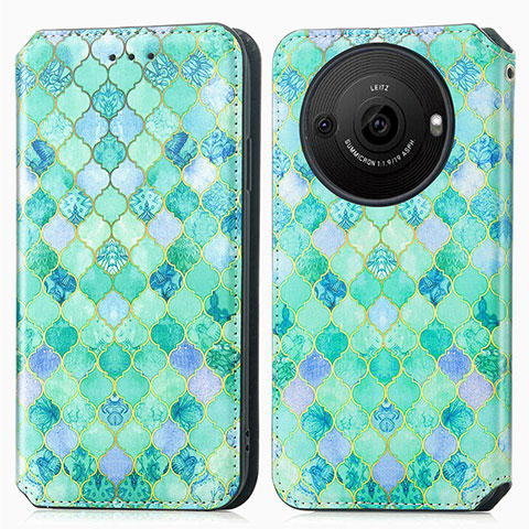 Funda de Cuero Cartera con Soporte Patron de Moda Carcasa S02D para Sharp Aquos R8 Pro Verde