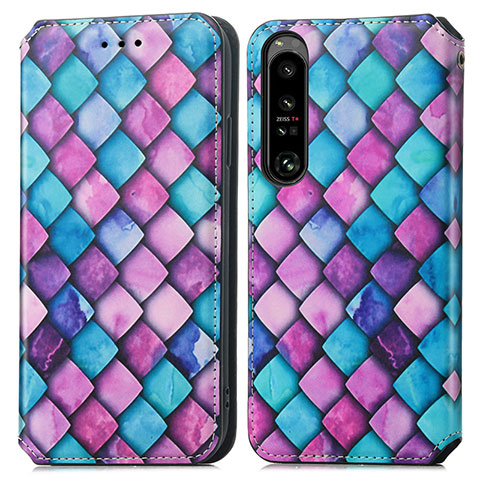 Funda de Cuero Cartera con Soporte Patron de Moda Carcasa S02D para Sony Xperia 1 IV Morado