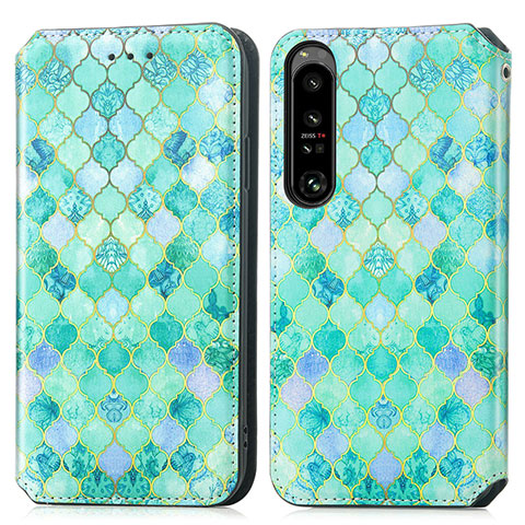 Funda de Cuero Cartera con Soporte Patron de Moda Carcasa S02D para Sony Xperia 1 IV SO-51C Verde