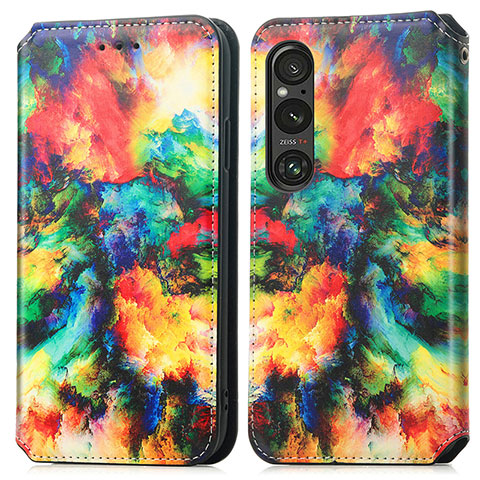 Funda de Cuero Cartera con Soporte Patron de Moda Carcasa S02D para Sony Xperia 1 V Multicolor