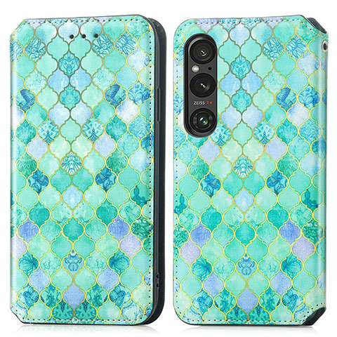 Funda de Cuero Cartera con Soporte Patron de Moda Carcasa S02D para Sony Xperia 1 V Verde