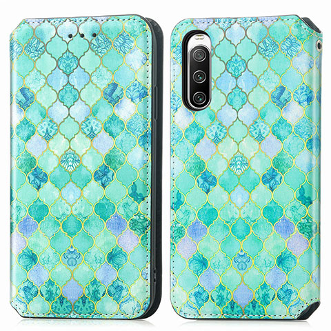 Funda de Cuero Cartera con Soporte Patron de Moda Carcasa S02D para Sony Xperia 10 IV SO-52C Verde