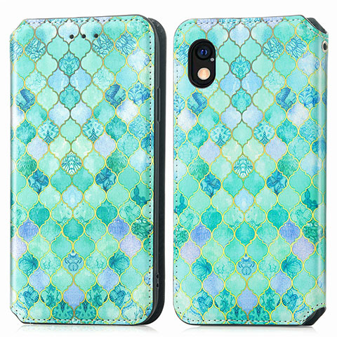 Funda de Cuero Cartera con Soporte Patron de Moda Carcasa S02D para Sony Xperia Ace III SO-53C Verde