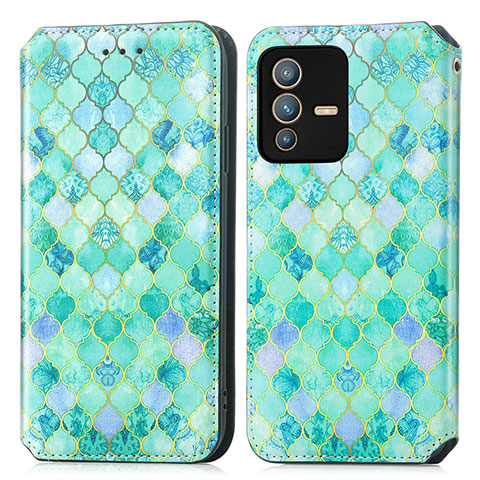 Funda de Cuero Cartera con Soporte Patron de Moda Carcasa S02D para Vivo V23 5G Verde