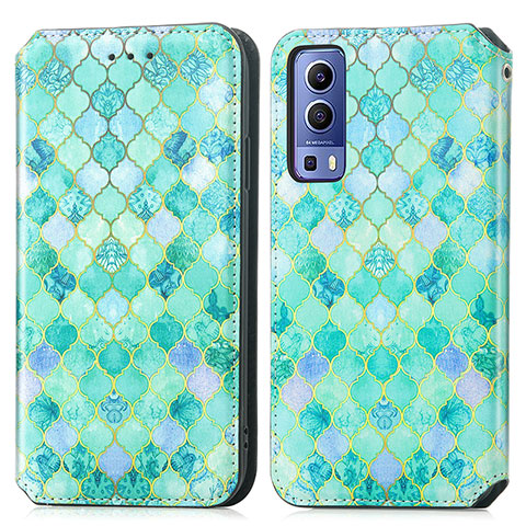 Funda de Cuero Cartera con Soporte Patron de Moda Carcasa S02D para Vivo Y75s 5G Verde