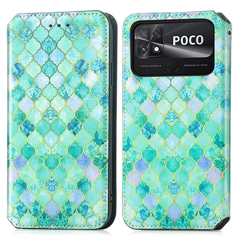 Funda de Cuero Cartera con Soporte Patron de Moda Carcasa S02D para Xiaomi Poco C40 Verde