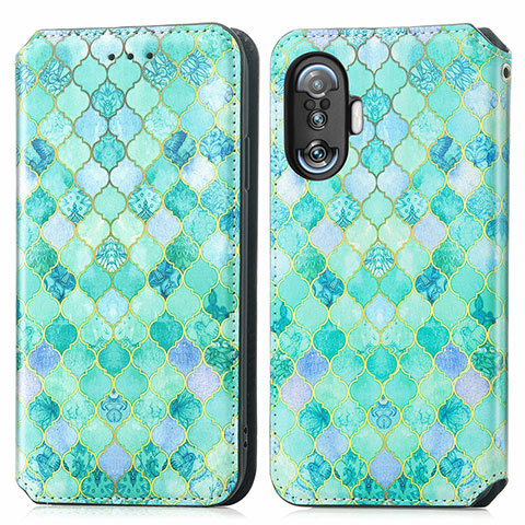 Funda de Cuero Cartera con Soporte Patron de Moda Carcasa S02D para Xiaomi Poco F3 GT 5G Verde