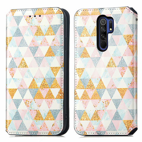 Funda de Cuero Cartera con Soporte Patron de Moda Carcasa S02D para Xiaomi Redmi 9 Blanco