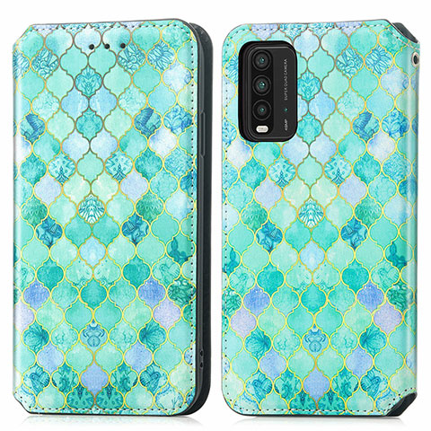 Funda de Cuero Cartera con Soporte Patron de Moda Carcasa S02D para Xiaomi Redmi 9 Power Verde