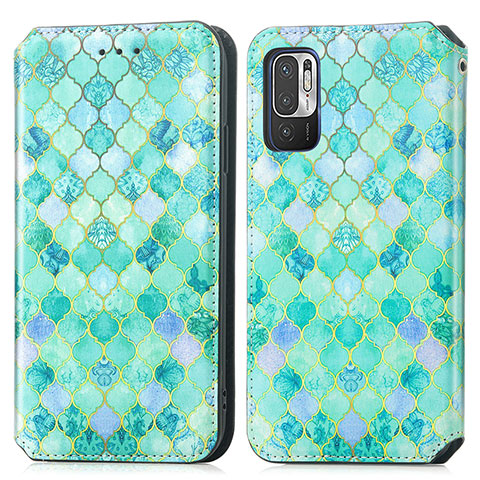 Funda de Cuero Cartera con Soporte Patron de Moda Carcasa S02D para Xiaomi Redmi Note 10 5G Verde