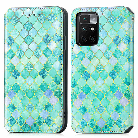 Funda de Cuero Cartera con Soporte Patron de Moda Carcasa S02D para Xiaomi Redmi Note 11 4G (2021) Verde