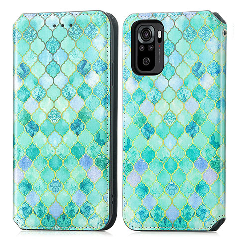 Funda de Cuero Cartera con Soporte Patron de Moda Carcasa S02D para Xiaomi Redmi Note 11 SE India 4G Verde