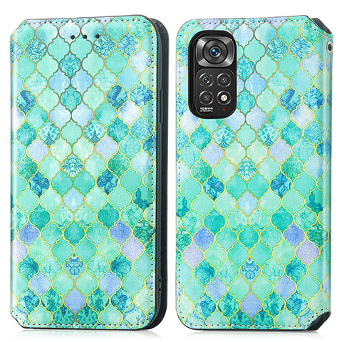 Funda de Cuero Cartera con Soporte Patron de Moda Carcasa S02D para Xiaomi Redmi Note 11S 4G Verde