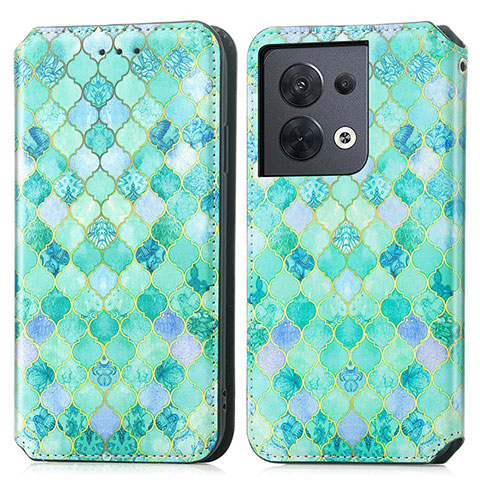 Funda de Cuero Cartera con Soporte Patron de Moda Carcasa S02D para Xiaomi Redmi Note 13 5G Verde