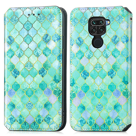 Funda de Cuero Cartera con Soporte Patron de Moda Carcasa S02D para Xiaomi Redmi Note 9 Verde