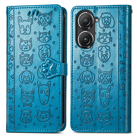 Funda de Cuero Cartera con Soporte Patron de Moda Carcasa S03D para Asus Zenfone 9 Azul