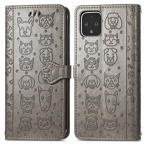 Funda de Cuero Cartera con Soporte Patron de Moda Carcasa S03D para Google Pixel 4 XL Gris