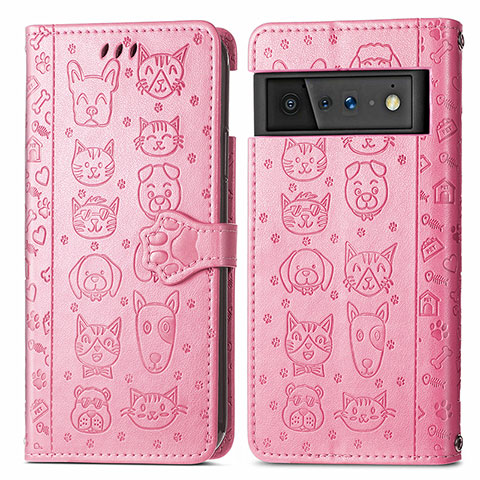 Funda de Cuero Cartera con Soporte Patron de Moda Carcasa S03D para Google Pixel 6 Pro 5G Rosa