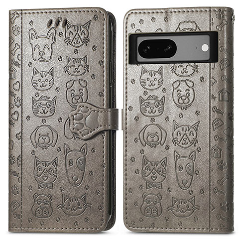 Funda de Cuero Cartera con Soporte Patron de Moda Carcasa S03D para Google Pixel 7 5G Gris