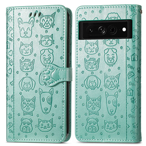 Funda de Cuero Cartera con Soporte Patron de Moda Carcasa S03D para Google Pixel 7 Pro 5G Verde