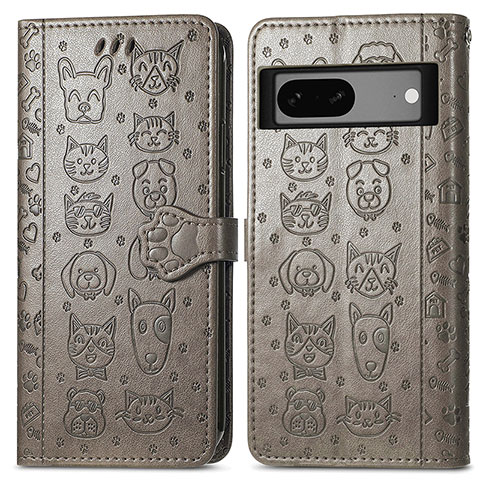 Funda de Cuero Cartera con Soporte Patron de Moda Carcasa S03D para Google Pixel 7a 5G Gris