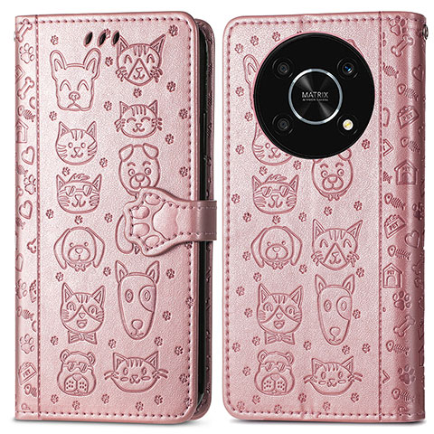 Funda de Cuero Cartera con Soporte Patron de Moda Carcasa S03D para Huawei Enjoy 50 Pro Oro Rosa