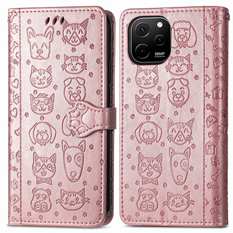 Funda de Cuero Cartera con Soporte Patron de Moda Carcasa S03D para Huawei Enjoy 50z Oro Rosa