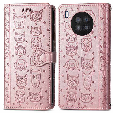 Funda de Cuero Cartera con Soporte Patron de Moda Carcasa S03D para Huawei Honor 50 Lite Oro Rosa