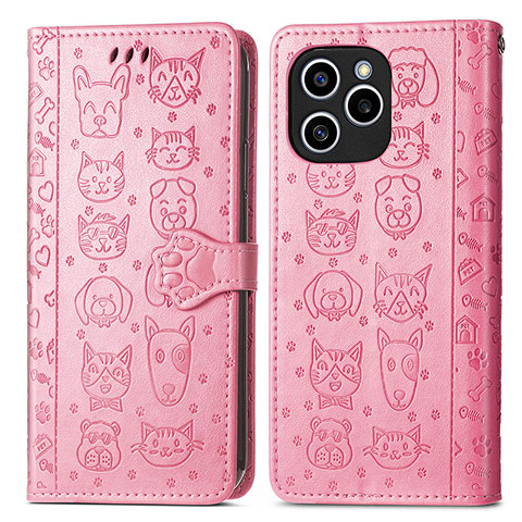 Funda de Cuero Cartera con Soporte Patron de Moda Carcasa S03D para Huawei Honor 60 SE 5G Rosa