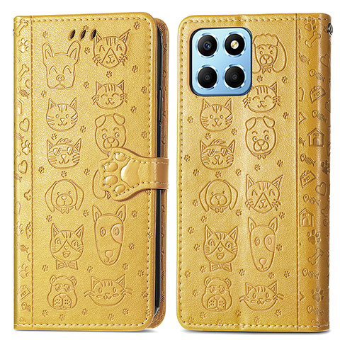 Funda de Cuero Cartera con Soporte Patron de Moda Carcasa S03D para Huawei Honor 70 Lite 5G Amarillo