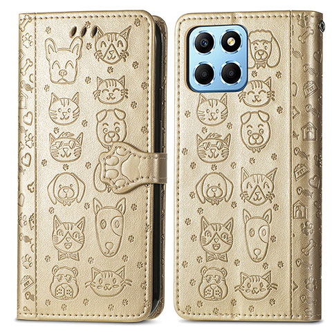 Funda de Cuero Cartera con Soporte Patron de Moda Carcasa S03D para Huawei Honor 70 Lite 5G Oro