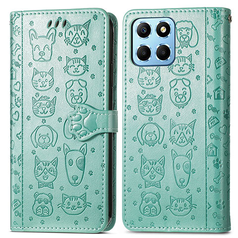 Funda de Cuero Cartera con Soporte Patron de Moda Carcasa S03D para Huawei Honor 70 Lite 5G Verde