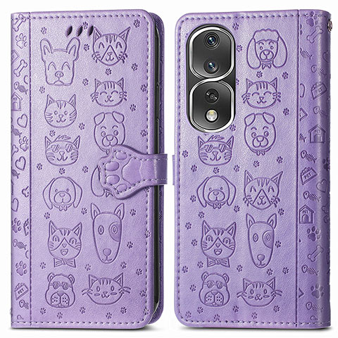 Funda de Cuero Cartera con Soporte Patron de Moda Carcasa S03D para Huawei Honor 80 Pro 5G Morado