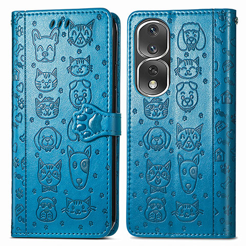 Funda de Cuero Cartera con Soporte Patron de Moda Carcasa S03D para Huawei Honor 80 Pro Flat 5G Azul