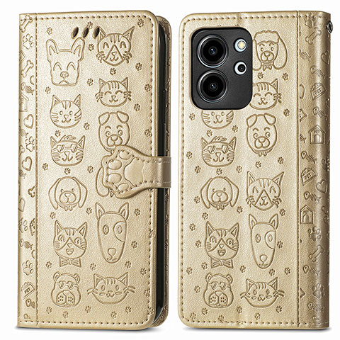 Funda de Cuero Cartera con Soporte Patron de Moda Carcasa S03D para Huawei Honor 80 SE 5G Oro