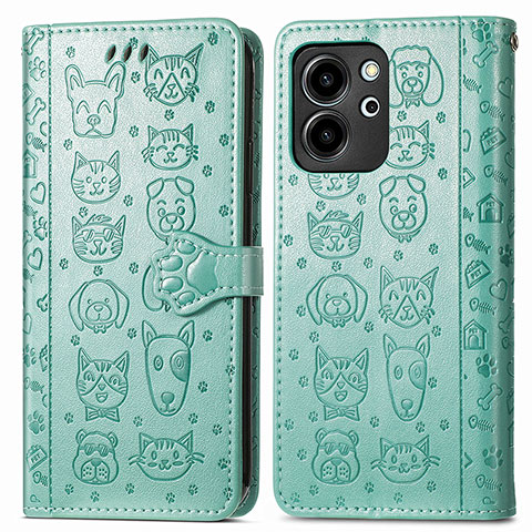 Funda de Cuero Cartera con Soporte Patron de Moda Carcasa S03D para Huawei Honor 80 SE 5G Verde