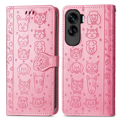 Funda de Cuero Cartera con Soporte Patron de Moda Carcasa S03D para Huawei Honor 90 Lite 5G Rosa