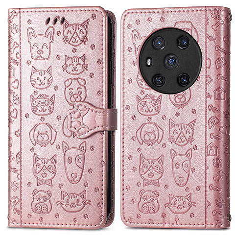 Funda de Cuero Cartera con Soporte Patron de Moda Carcasa S03D para Huawei Honor Magic3 5G Oro Rosa