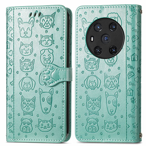 Funda de Cuero Cartera con Soporte Patron de Moda Carcasa S03D para Huawei Honor Magic3 5G Verde