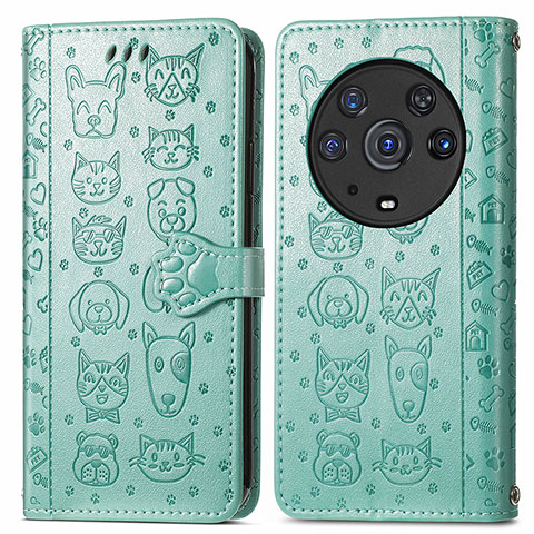 Funda de Cuero Cartera con Soporte Patron de Moda Carcasa S03D para Huawei Honor Magic3 Pro 5G Verde