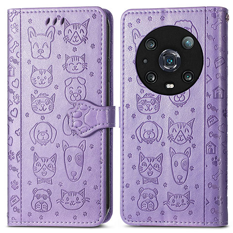 Funda de Cuero Cartera con Soporte Patron de Moda Carcasa S03D para Huawei Honor Magic4 Pro 5G Morado