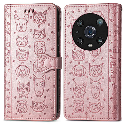 Funda de Cuero Cartera con Soporte Patron de Moda Carcasa S03D para Huawei Honor Magic4 Pro 5G Oro Rosa