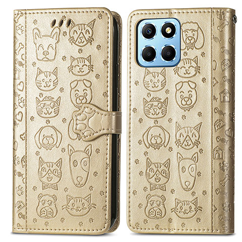 Funda de Cuero Cartera con Soporte Patron de Moda Carcasa S03D para Huawei Honor X6 5G Oro