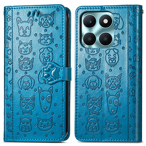 Funda de Cuero Cartera con Soporte Patron de Moda Carcasa S03D para Huawei Honor X6a Azul