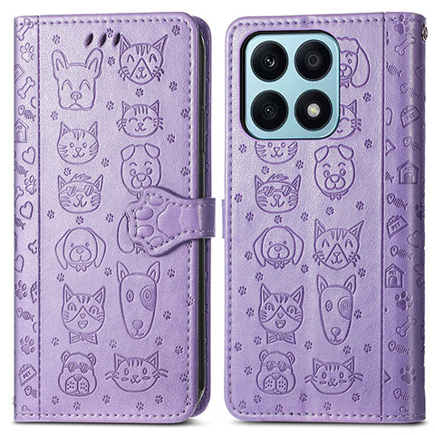 Funda de Cuero Cartera con Soporte Patron de Moda Carcasa S03D para Huawei Honor X8a 4G Morado