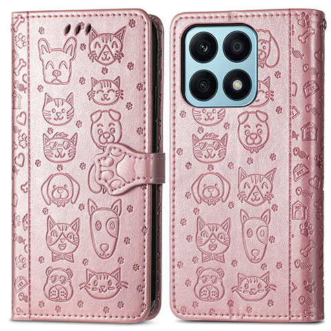 Funda de Cuero Cartera con Soporte Patron de Moda Carcasa S03D para Huawei Honor X8a 4G Oro Rosa