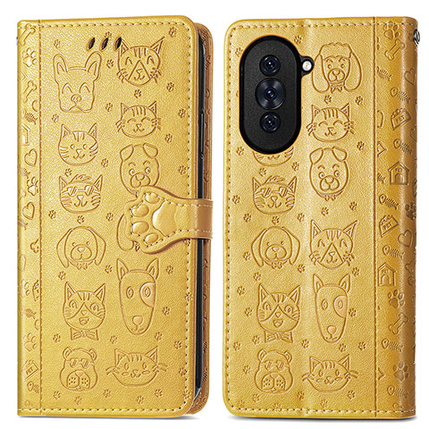 Funda de Cuero Cartera con Soporte Patron de Moda Carcasa S03D para Huawei Nova 10 Amarillo