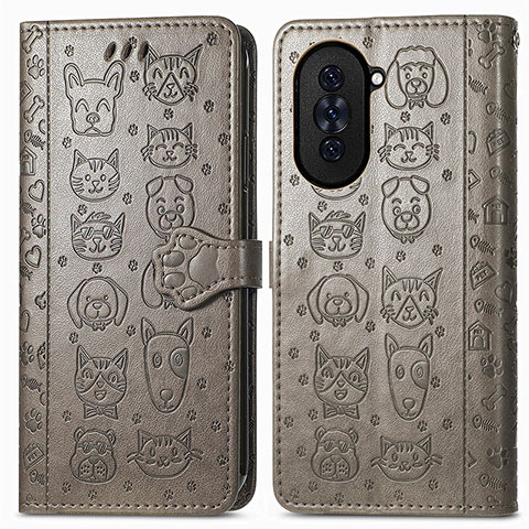 Funda de Cuero Cartera con Soporte Patron de Moda Carcasa S03D para Huawei Nova 10 Pro Gris